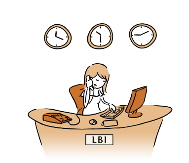 Dessin femme au bureau LBI