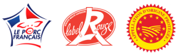Logos Le Porc Français, Label Rouge, Appellation d'Origine Protégée