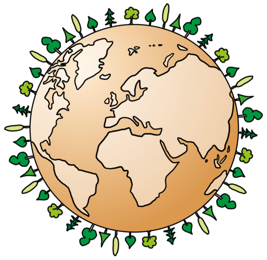 Earth surrounded by trees drawing